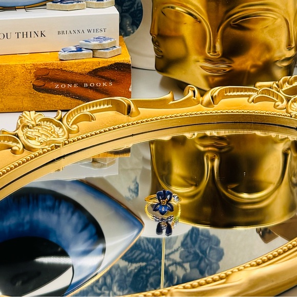 🆕 LES NEREIDES 🧿 NIB Siberian Iris and Faceted Glass Adjustable Ring - Picture 5 of 16